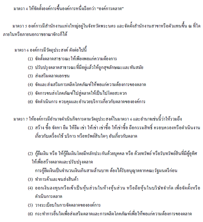 พระราชกฤษฎีกาจัดตั้งองค์การตลาด